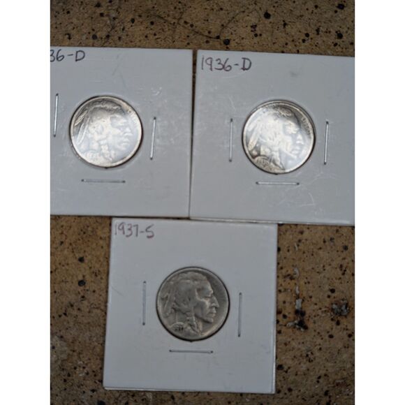 Other - Vintage Buffalo Nickel Trio – 1930s American Classic
